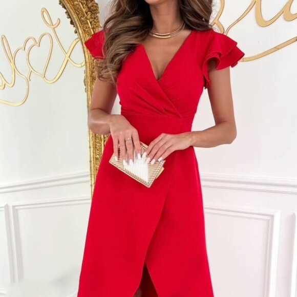 Slit Surplice Cap Sleeve Cover Up
